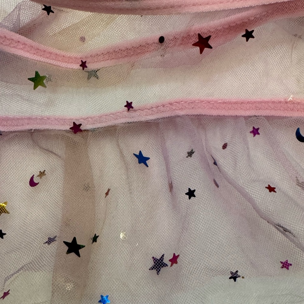Pink Sheer Lingerie Set L Star Mesh 3pc Garter Festival Rave Burlesque - Picture 7 of 9